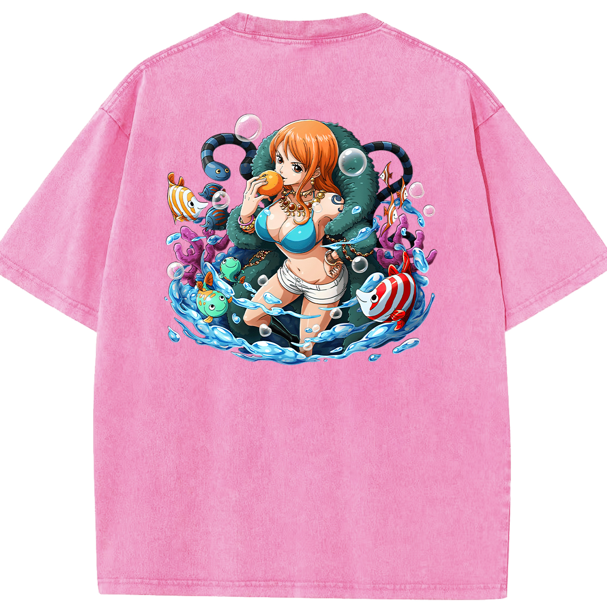 ワンピース ナミ ONE PIECE Nami 綿100% ヴィンテージ風 半袖Tシャツ（背面プリント）